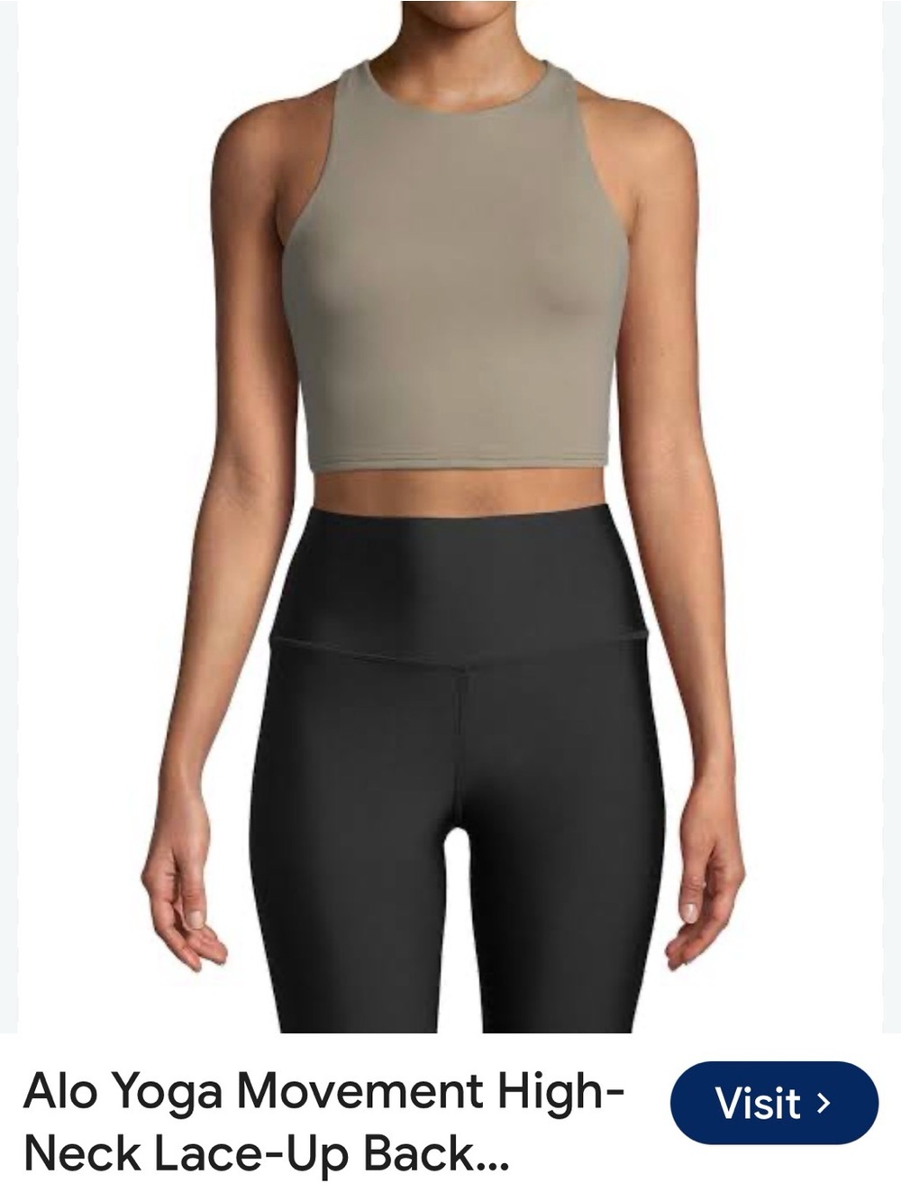 ALO Yoga High-Neck Crop Tank Top - Taupe